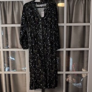 J. Jill Black and Blue Patterned Long Sleeve Dress